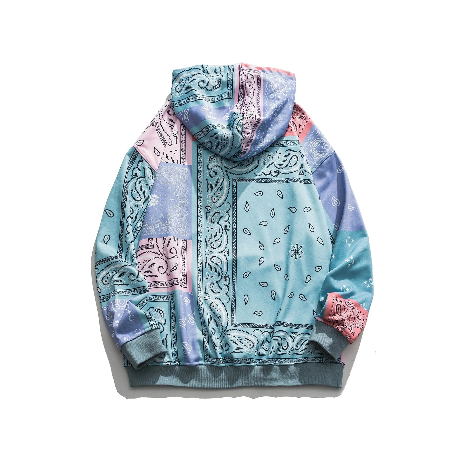 Casual Bandana Patchwork Pullover Hoodie