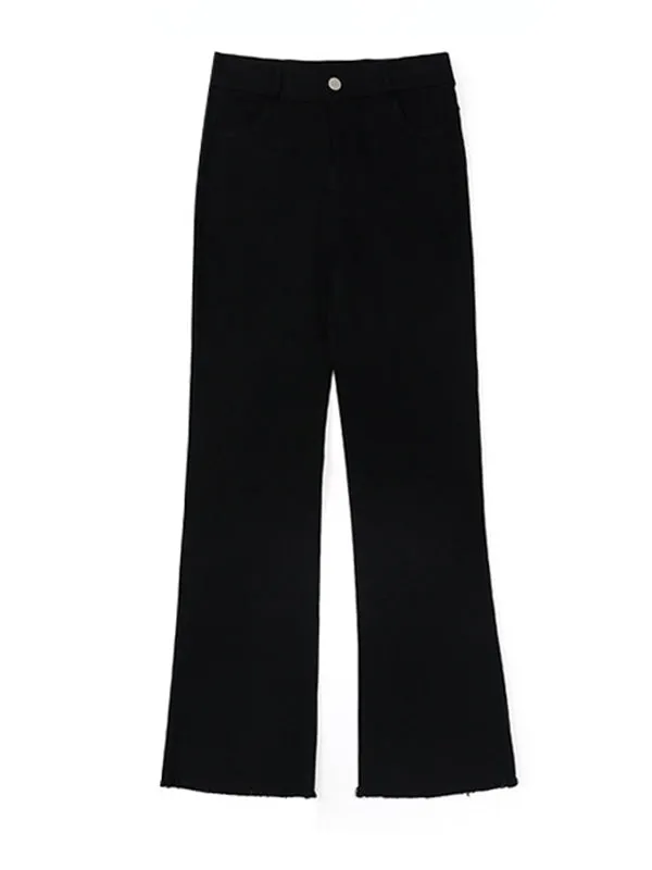 Casual Black Elasticity Skinny Leg Flared Pants