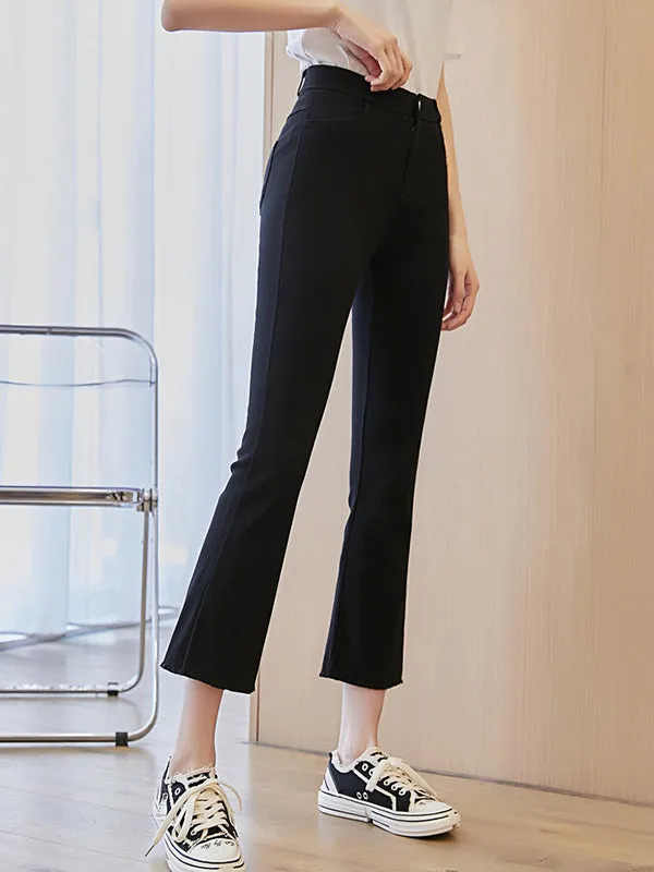 Casual Black Elasticity Skinny Leg Flared Pants