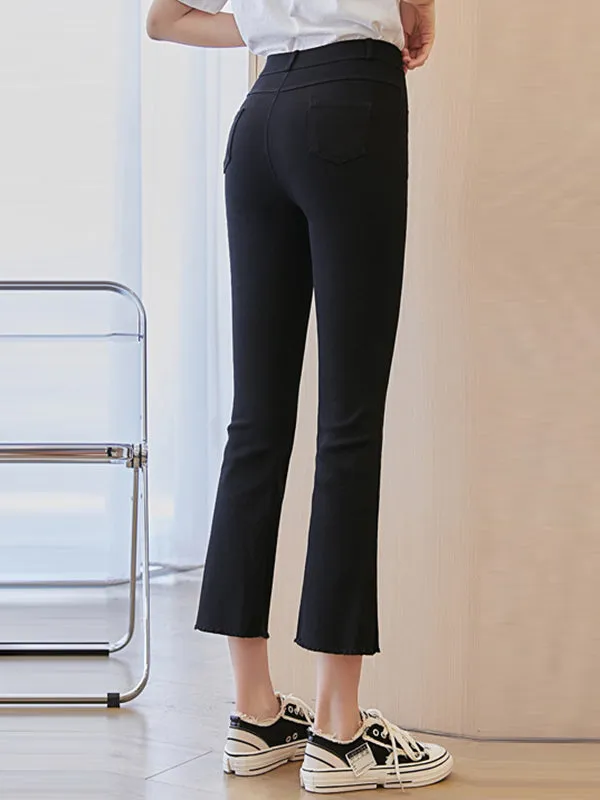 Casual Black Elasticity Skinny Leg Flared Pants