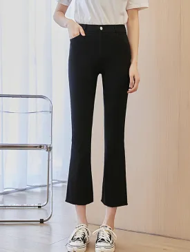 Casual Black Elasticity Skinny Leg Flared Pants