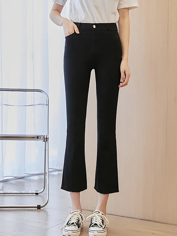 Casual Black Elasticity Skinny Leg Flared Pants