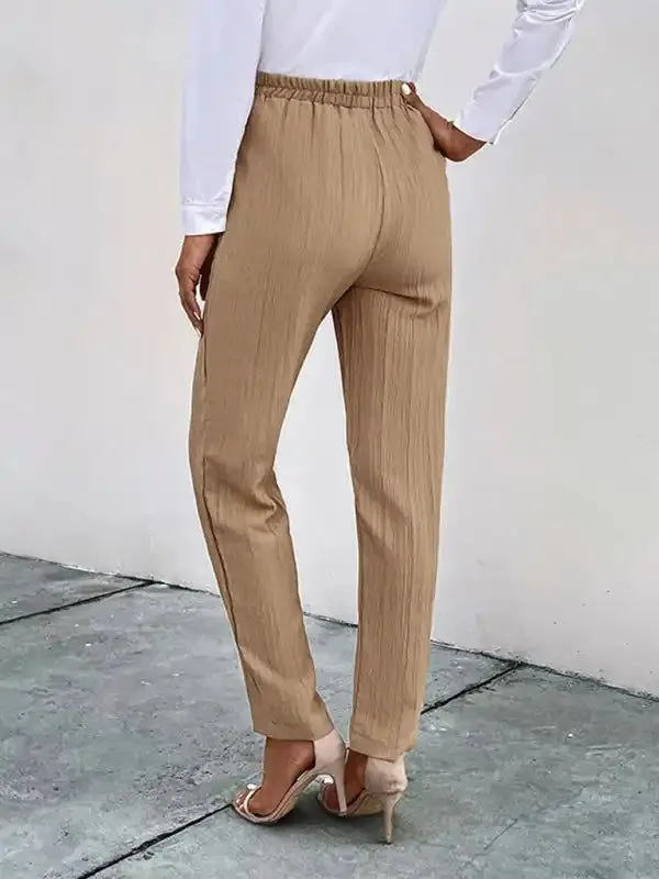 Casual elastic waist pleated women’s pants