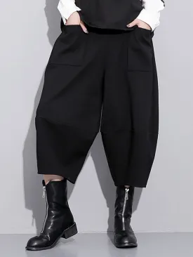 Casual High Waisted Loose Wide Leg Black Harem Pants