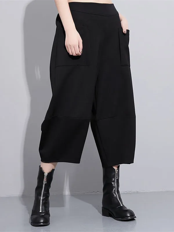 Casual High Waisted Loose Wide Leg Black Harem Pants