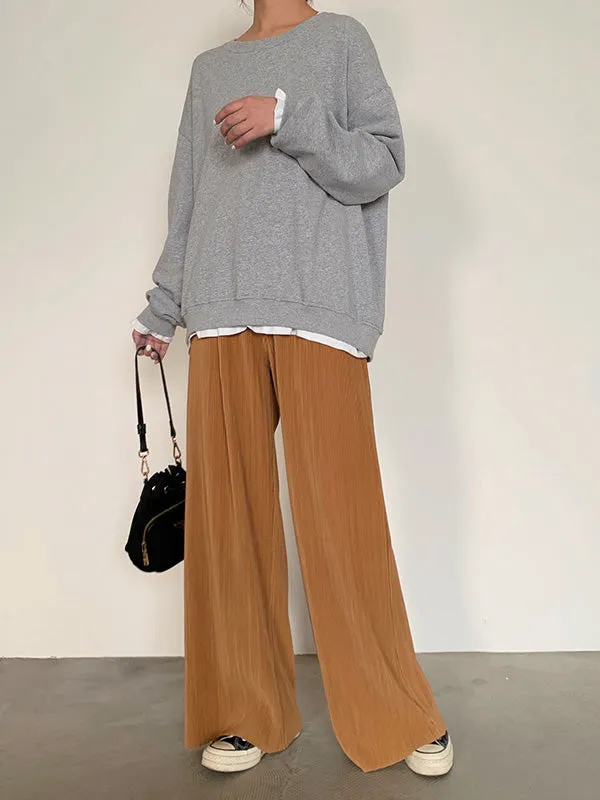 Casual Solid Color Pleats Capri-Pants Bottoms