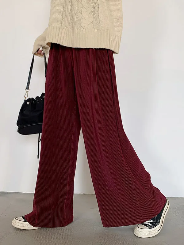 Casual Solid Color Pleats Capri-Pants Bottoms