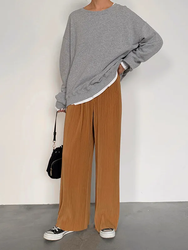 Casual Solid Color Pleats Capri-Pants Bottoms