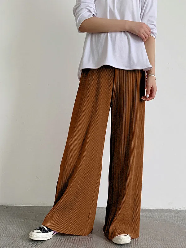 Casual Solid Color Pleats Capri-Pants Bottoms