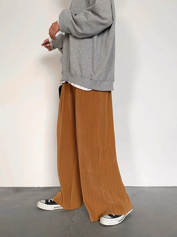 Casual Solid Color Pleats Capri-Pants Bottoms