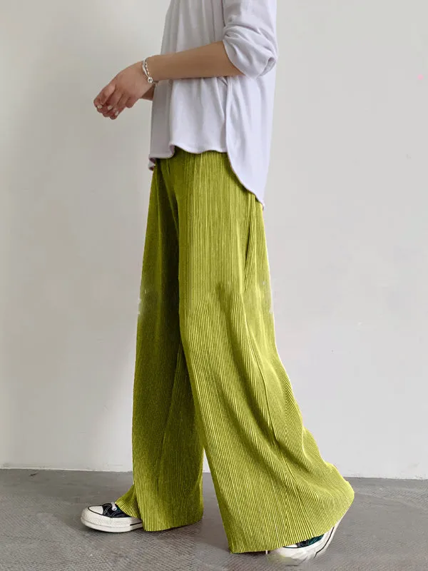 Casual Solid Color Pleats Capri-Pants Bottoms