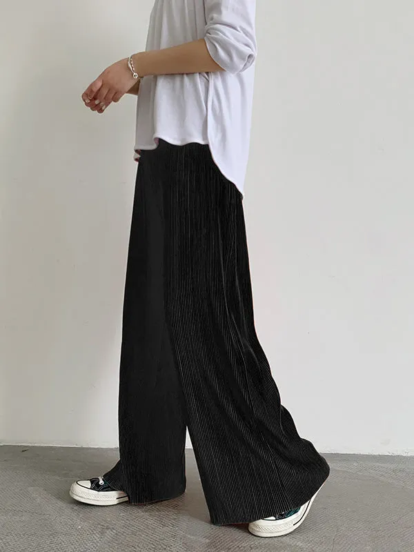 Casual Solid Color Pleats Capri-Pants Bottoms