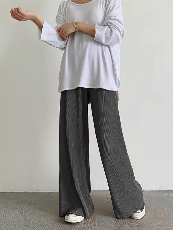 Casual Solid Color Pleats Capri-Pants Bottoms