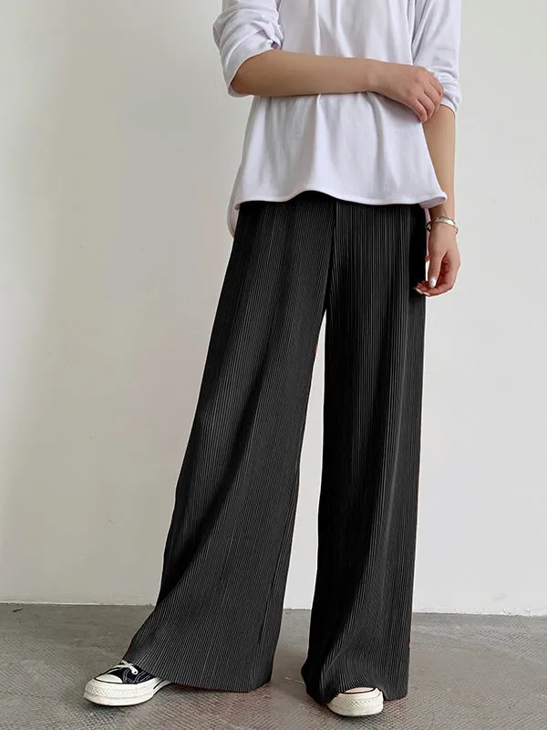 Casual Solid Color Pleats Capri-Pants Bottoms