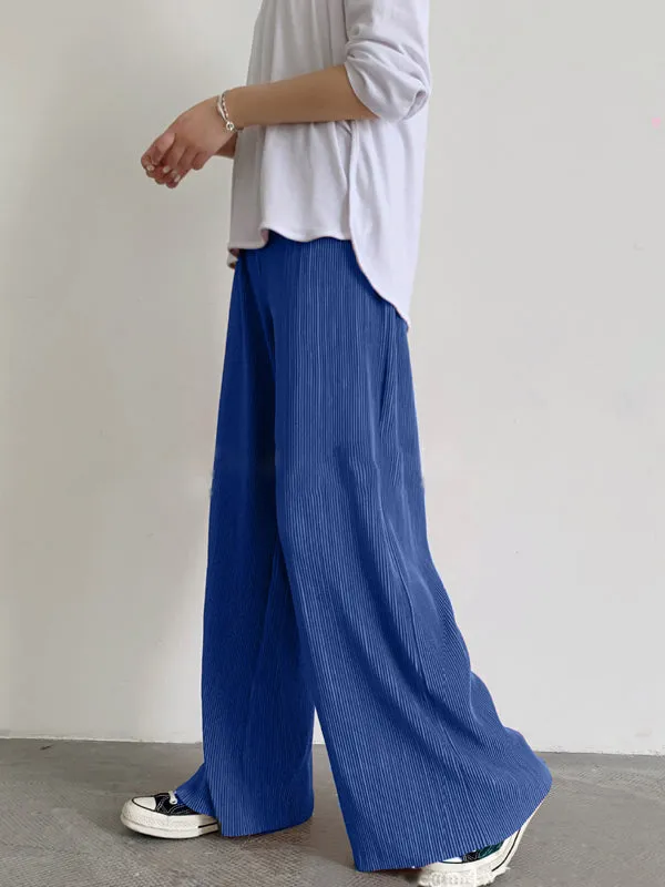 Casual Solid Color Pleats Capri-Pants Bottoms