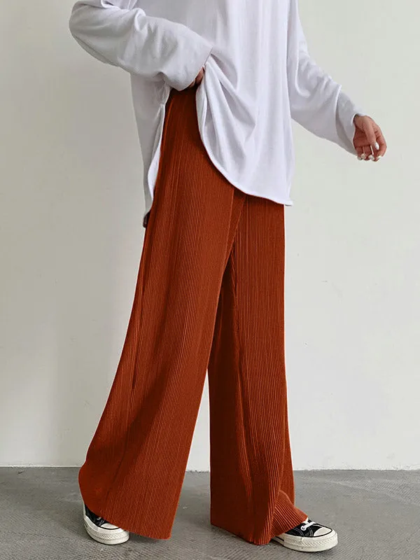 Casual Solid Color Pleats Capri-Pants Bottoms