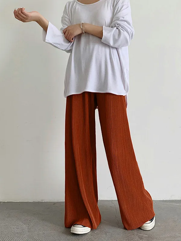 Casual Solid Color Pleats Capri-Pants Bottoms