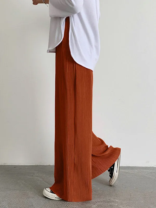 Casual Solid Color Pleats Capri-Pants Bottoms