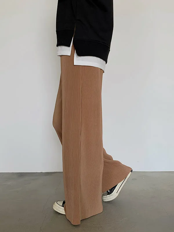 Casual Solid Color Pleats Capri-Pants Bottoms