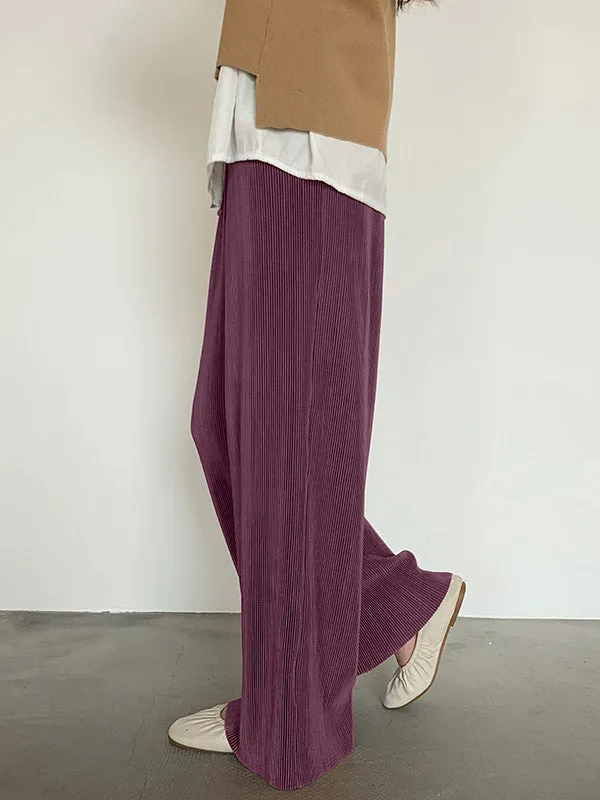 Casual Solid Color Pleats Capri-Pants Bottoms