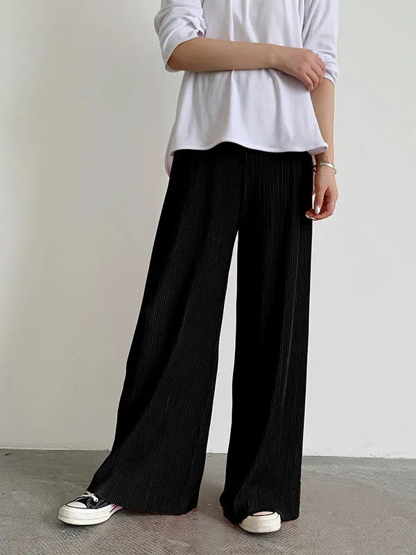 Casual Solid Color Pleats Capri-Pants Bottoms