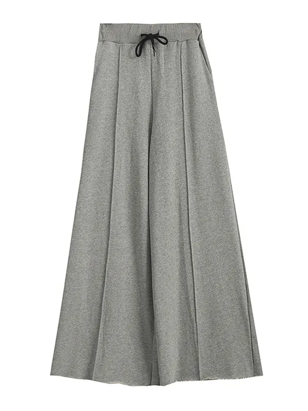 Casual Solid Column Wide Leg Pants