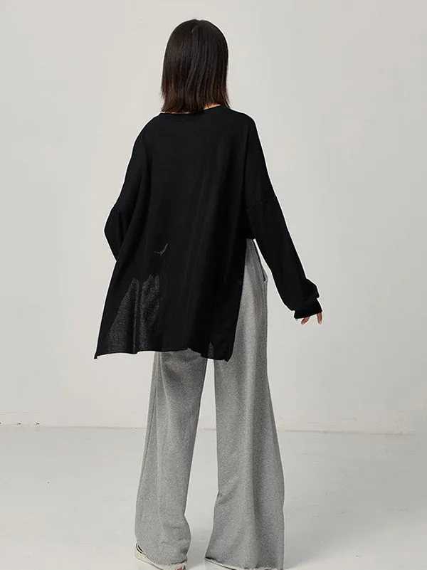 Casual Solid Column Wide Leg Pants