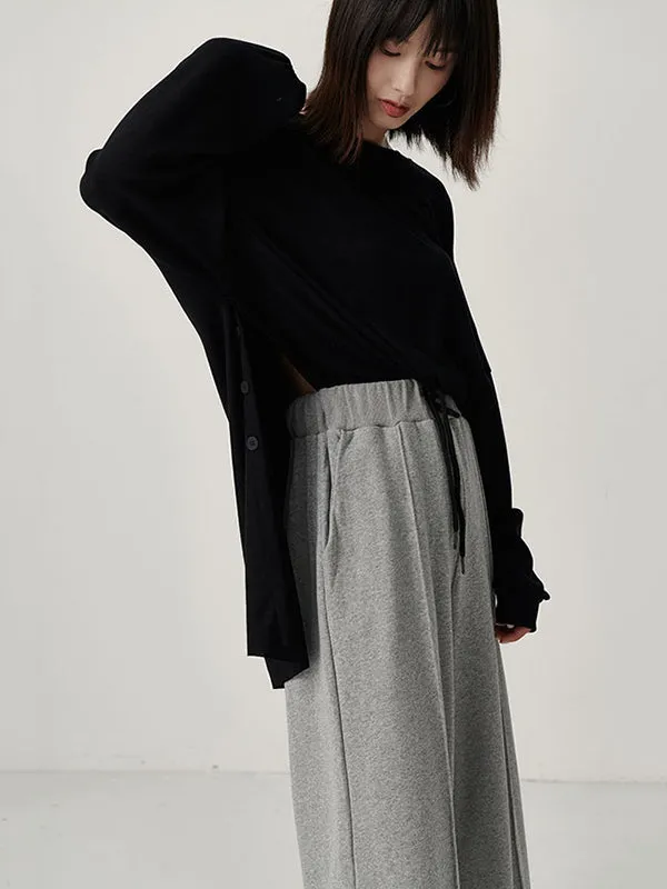 Casual Solid Column Wide Leg Pants