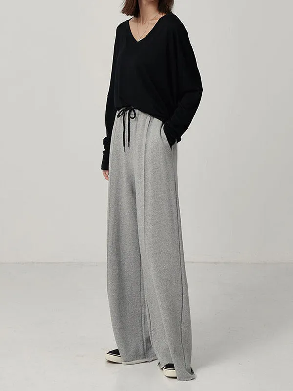 Casual Solid Column Wide Leg Pants