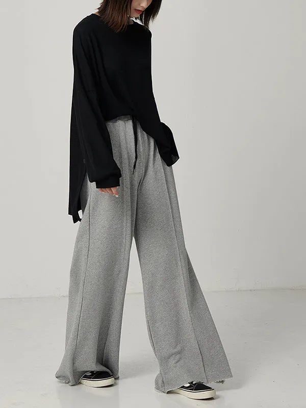 Casual Solid Column Wide Leg Pants