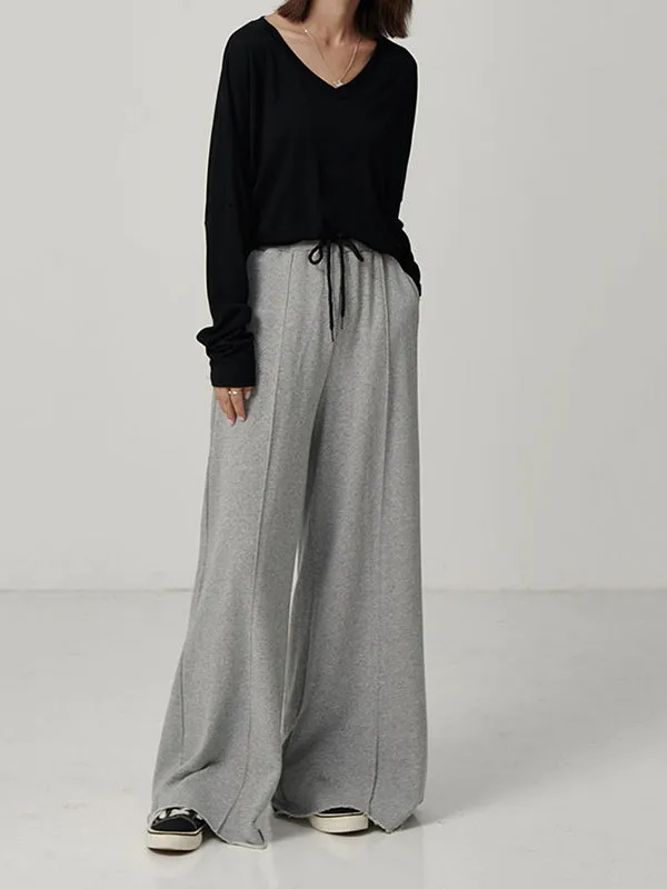 Casual Solid Column Wide Leg Pants