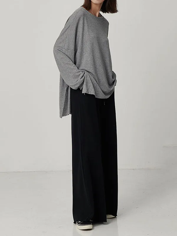 Casual Solid Column Wide Leg Pants