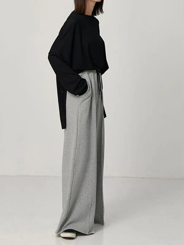 Casual Solid Column Wide Leg Pants