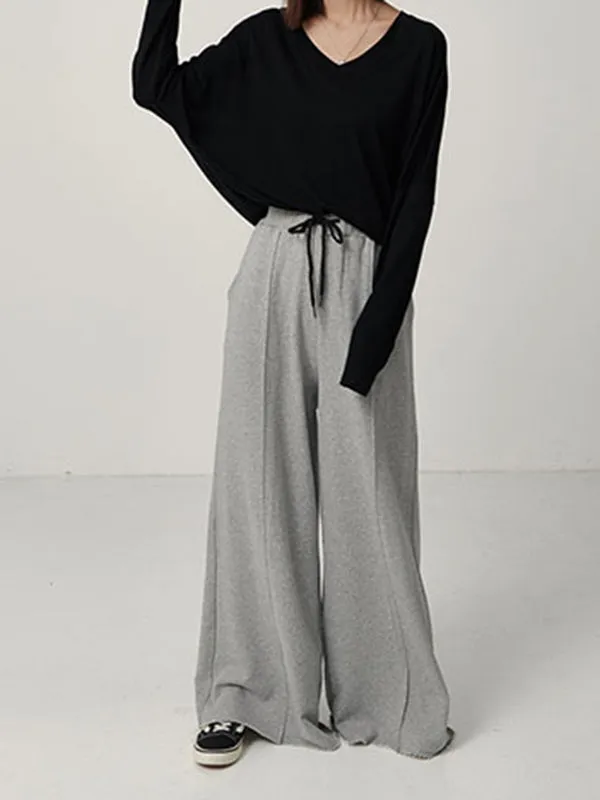 Casual Solid Column Wide Leg Pants