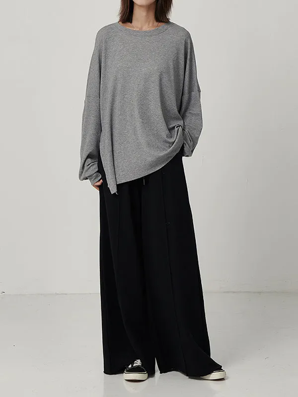 Casual Solid Column Wide Leg Pants