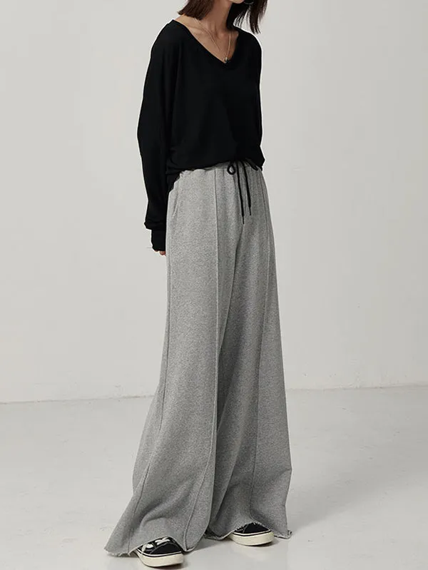 Casual Solid Column Wide Leg Pants