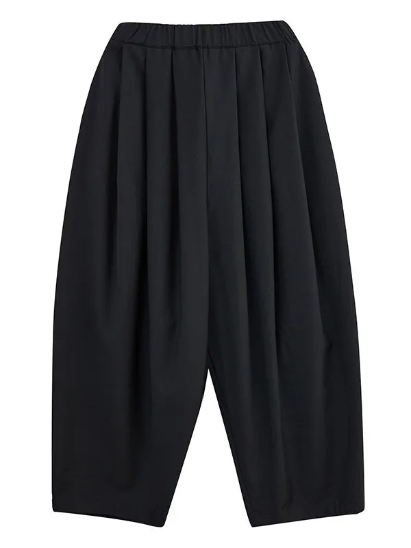 Casual Wide Leg Loose Pleated Solid Color Pants