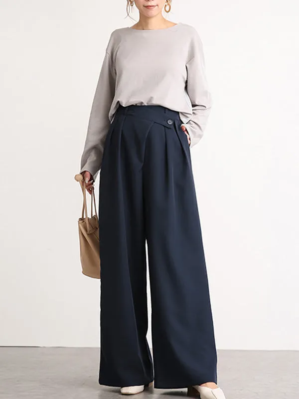 Casual Wide Leg Loose Solid Color Pants Bottoms