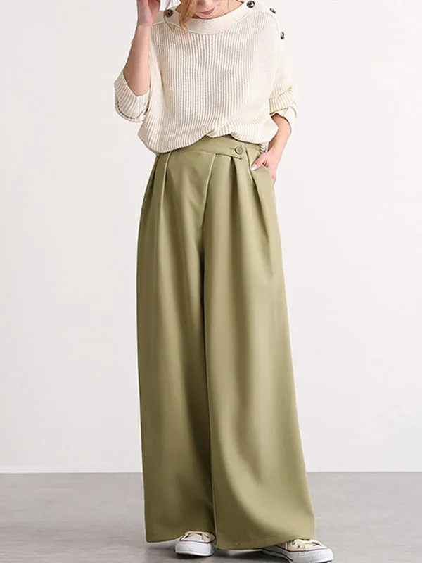 Casual Wide Leg Loose Solid Color Pants Bottoms