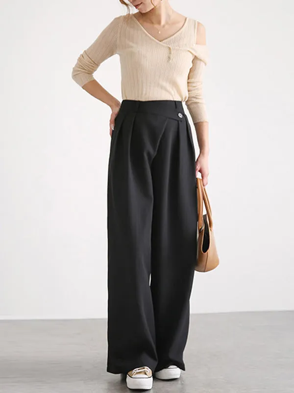 Casual Wide Leg Loose Solid Color Pants Bottoms