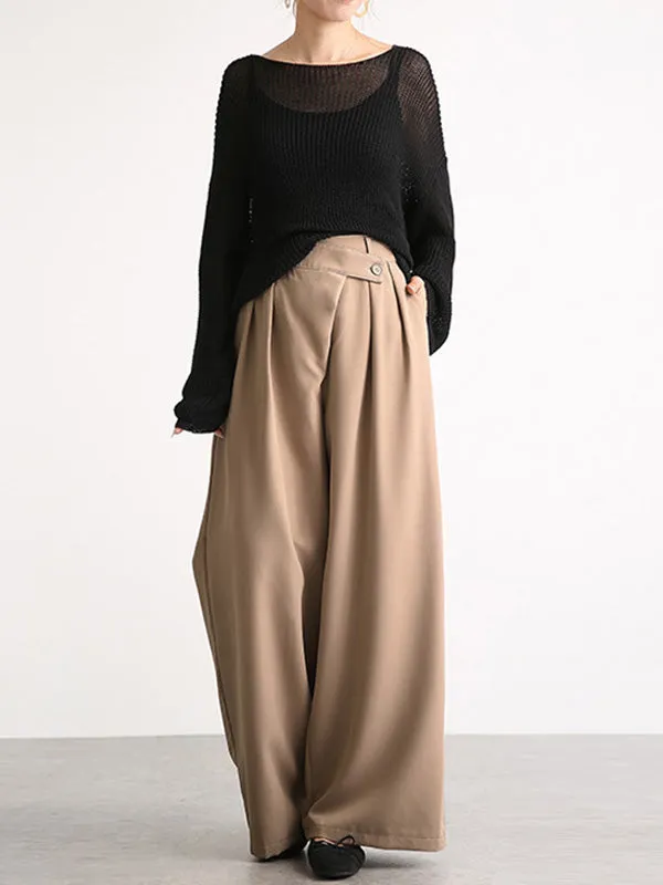 Casual Wide Leg Loose Solid Color Pants Bottoms