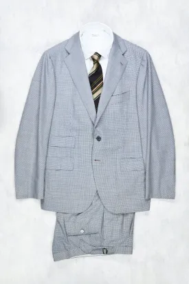 Cesare Attolini Blue/White Mini Houndstooth Wool Suit