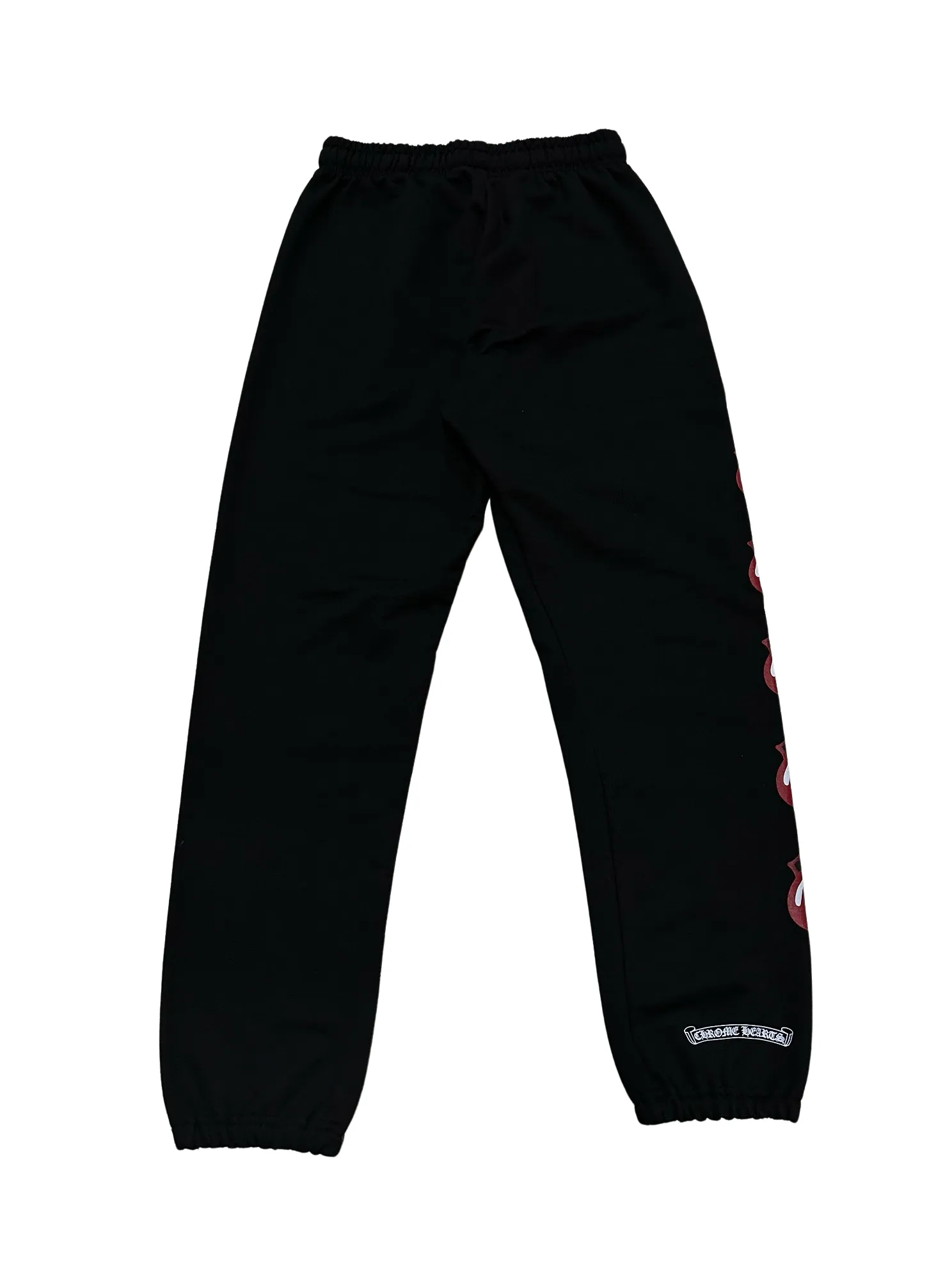 Black Chrome Hearts Sweatpants with Rolling Stones Design