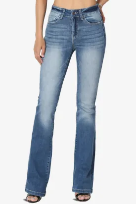 Clyde Washed Mid Rise Boot Cut Jeans in Dark