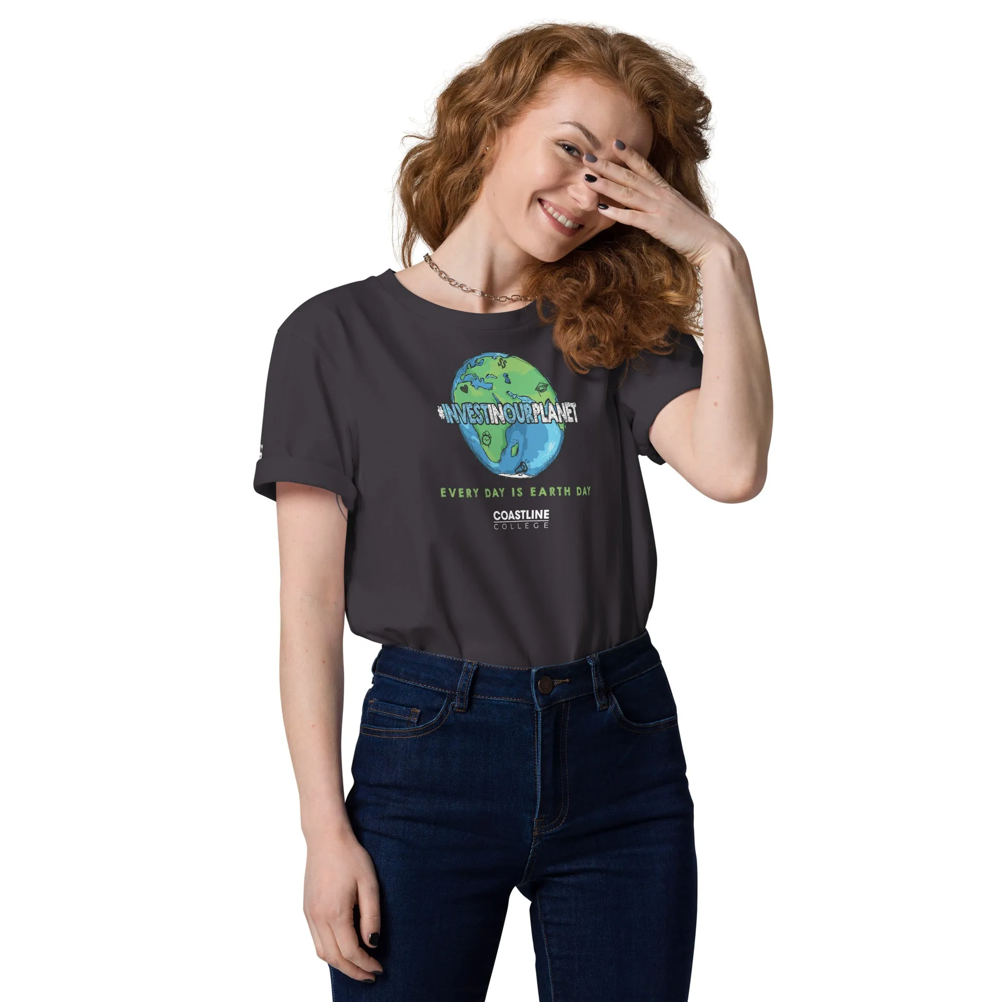 Coastline "Invest In Our Planet" Unisex organic cotton t-shirt (Dark Colors)