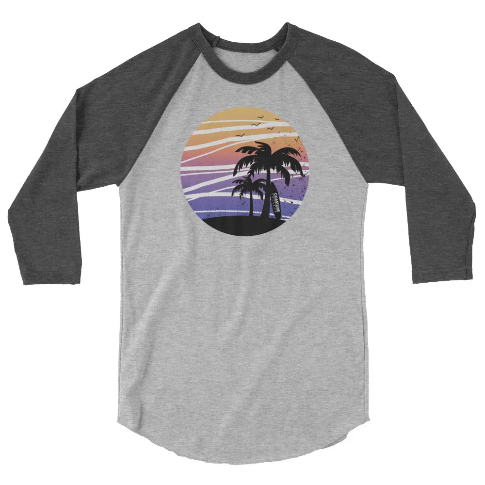 Coastline Summertime Sunset 3/4 Sleeve Raglan Shirt (Light Colors)