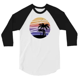 Coastline Summertime Sunset 3/4 Sleeve Raglan Shirt (Light Colors)