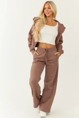 Coffee High Rise Wide Leg Sweatpants