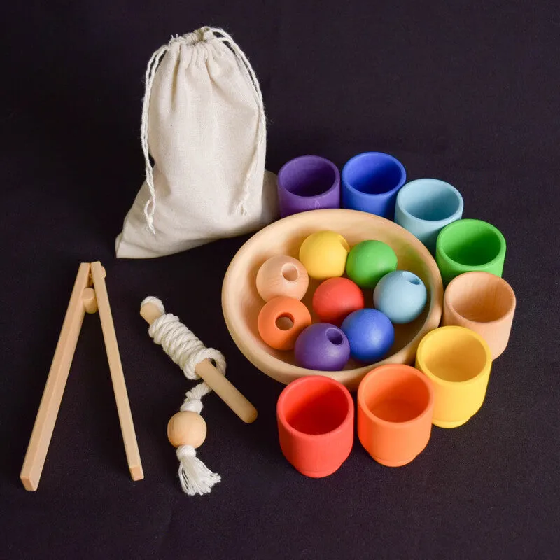 Colour Sorting Activities for Toddlers Montessori Rainbow Toy Cups and Balls