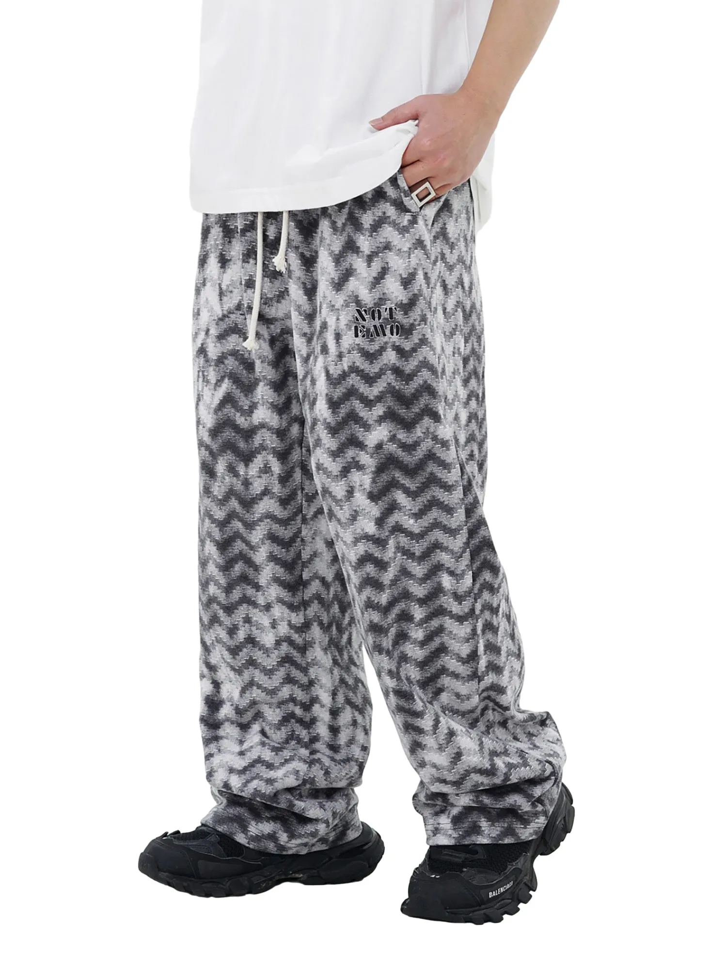 Corrugated Contrast Drawstring Casual Sweatpants